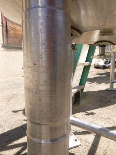 Used Tank, 79 Gallon, 316L Stainless Steel, Jacketed, 50 PSI, Fermenter, C #L744278