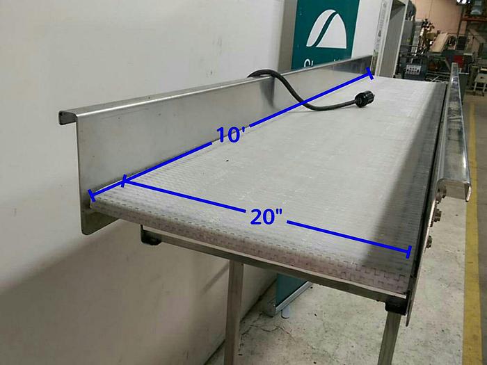 Used 10′ long by 20″ wide Conveyor