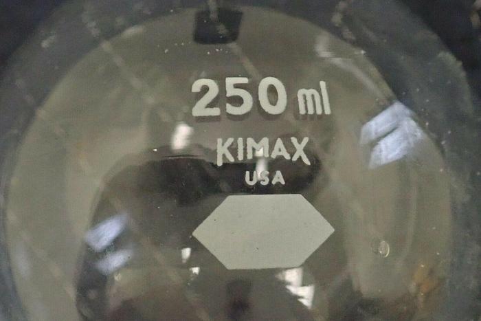 Used Kimax 250ml Glass Round Tube-Bottom Distillation Flask with Adapter / Joint