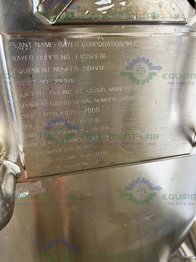Used DCI  300 Liter Stainless Steel Jacketed Mixing Tank w/ PharMix Agitator