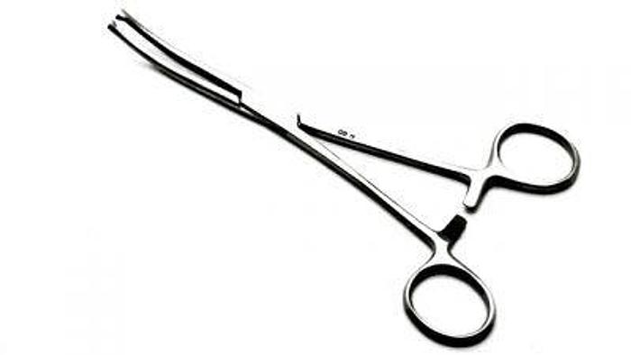 Used Forceps Artery Kocher Curved 1 in 2 Teeth 175mm (7in)