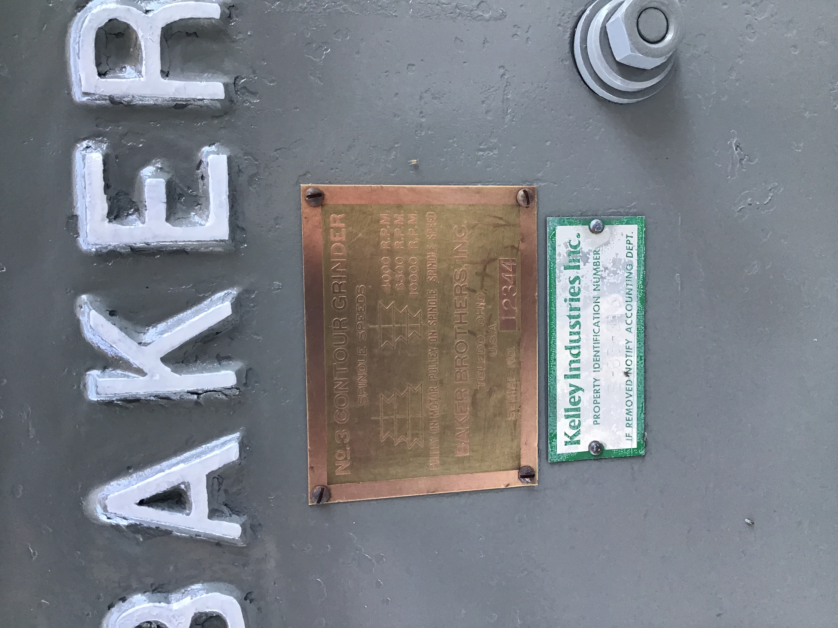 Used Baker Mdl. 3 Profile Grinder