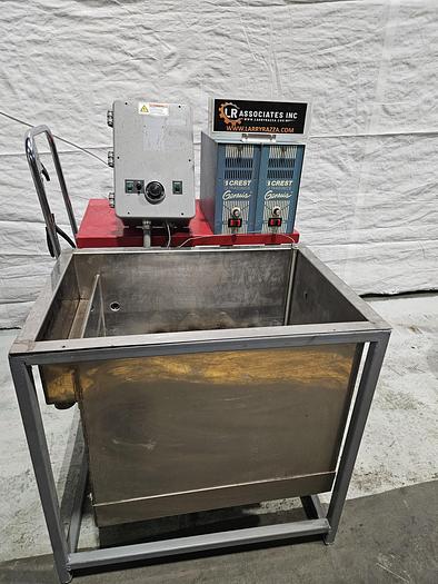 Used Crest Dual High Intensity Ultrasonic Cleaner System 25 Gallon Heated SS Tank 4G-500 Cleaning Metal Fast!