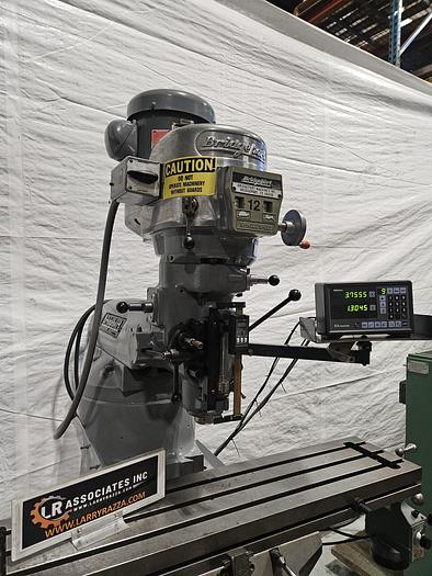 Used 2 HP Vari-Speed Bridgeport Milling Machine with Mitutoyo DRO Power Feed 230V 3 Phase