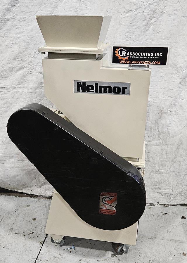 Used NELMOR G810LS LOW-SPEED PLASTIC GRANULATOR – 8" X 10" – 3 HP – GEARED LOW-SPEED DRIVE – 230V 3 PHASE – SHARP KNIVES – BIN DISCHARGE – HEAVY-DUTY