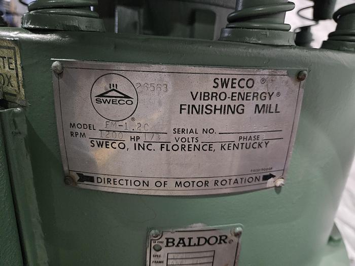 Used Sweco 1.2 Cubic Ft Vibratory Finisher 230v 3 phase Polish Debur Metal