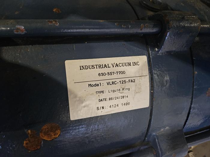 Used Kinney Tuthill Liquid Ring Two Stage Vacuum Pump #VLRC-125-FA2 with Baldor 15HP Motor