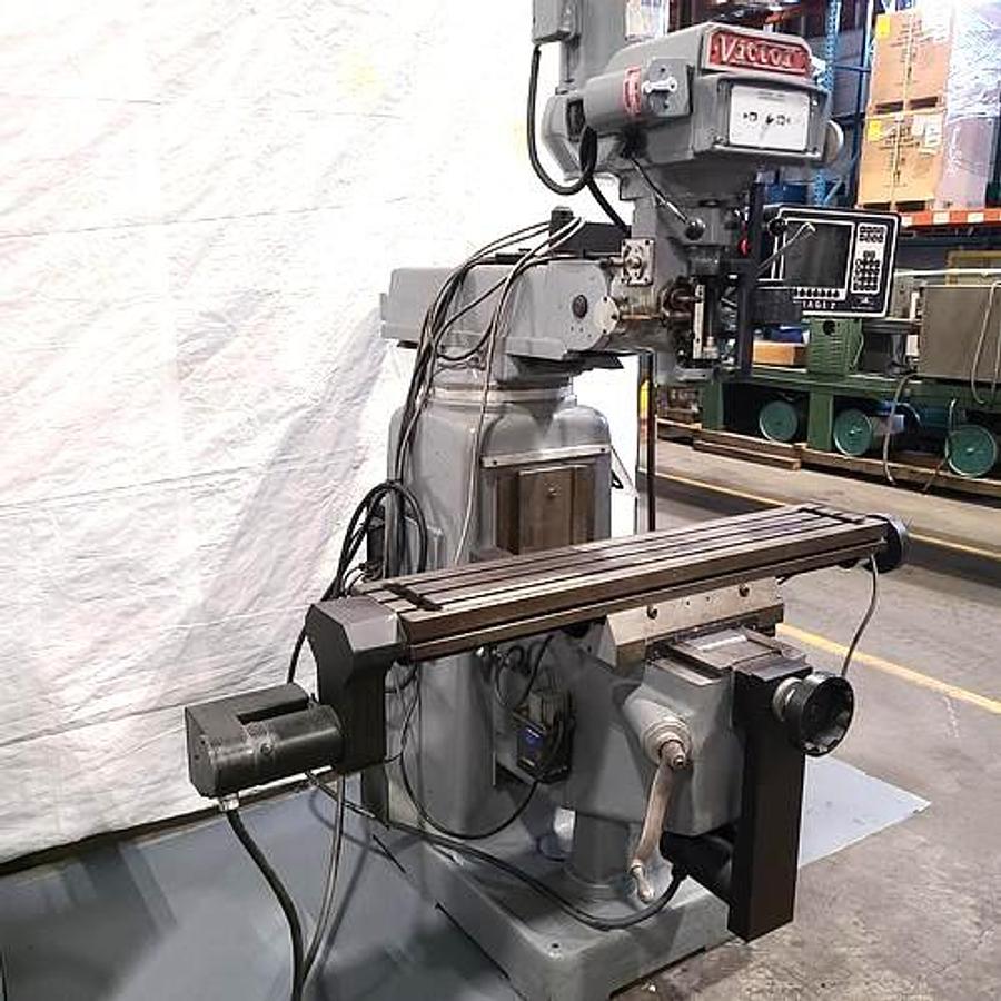 Used VICTOR / PROTOTRAK 2-AXIS CNC VERTICAL MILL – 49" TABLE – VARIABLE SPEED – PROTOTRAK PLUS CONTROL – REFURBISHED / USB UPGRADE – POWER QUILL – AUTO LUBE – EXCELLENT CONDITION