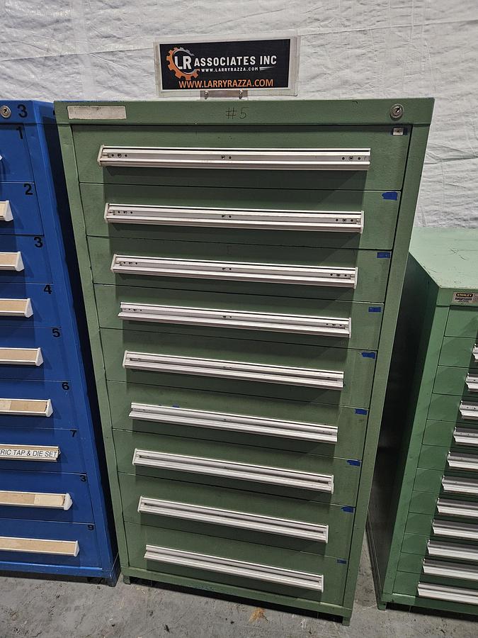 Used STANLEY VIDMAR INDUSTRIAL MODULAR STORAGE CABINET 25" x 25" DRAWERS – MIXED DEPTH CONFIGURATION – HEAVY DUTY – EXCELLENT CONDITION