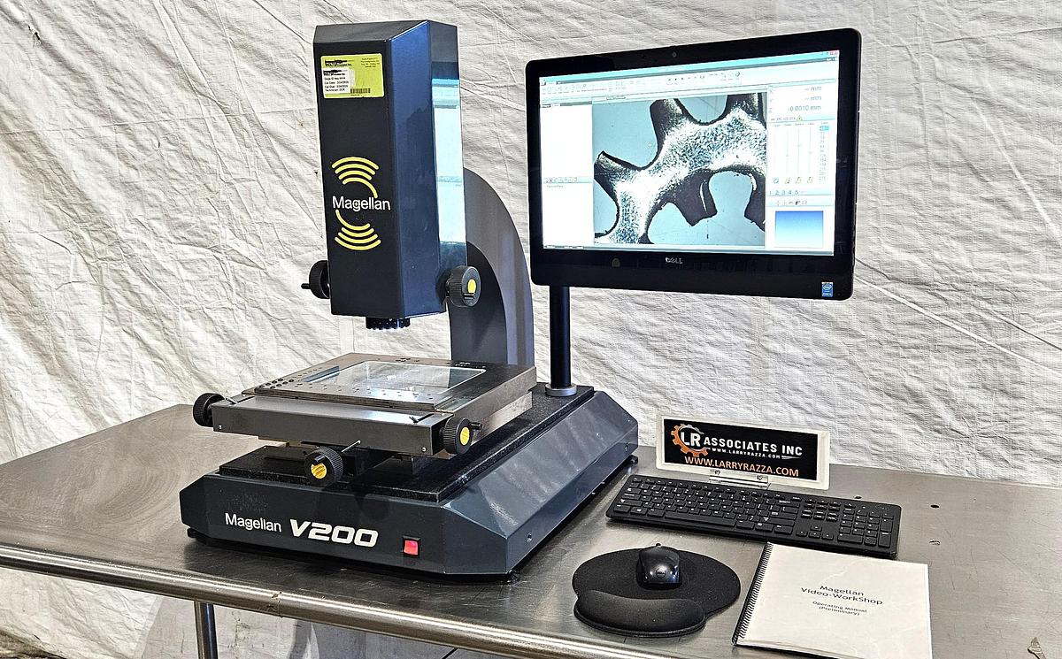 Used MAGELLAN V200 VIDEO MEASURING SYSTEM – 3-AXIS OPTICAL INSPECTION – VIDEO-WORKSHOP SOFTWARE – ORIGINAL DELL ALL-IN-ONE COMPUTER – MOTORIZED ZOOM – COMPLETE SYSTEM – TESTED & WORKING