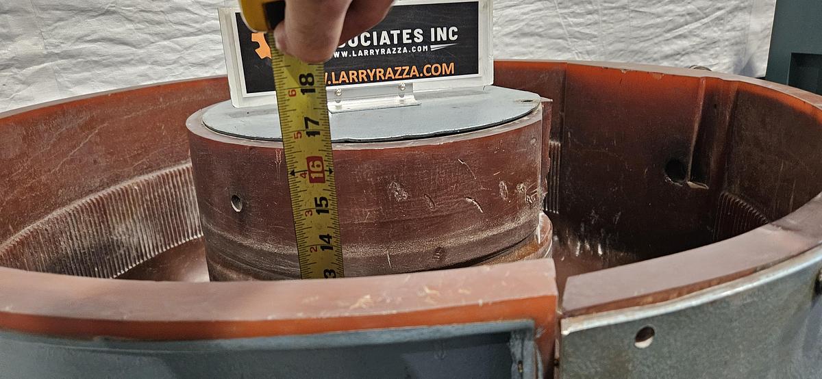 Used ULTRAMATIC RUBBER-LINED VIBRATORY FINISHING TUMBLING MACHINE – APPROX. 4 CU. FT. – 36" BOWL – 220V 3 PHASE – DUMP DISCHARGE – TESTED