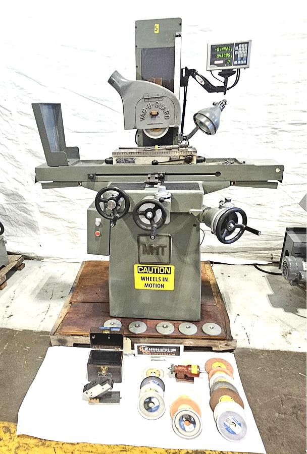 Used MITSUI HIGH-TEC MSG-205MH 6" × 18" PRECISION SURFACE GRINDER – FAGOR 2-AXIS DRO – WALKER CERAMAX MAGNETIC CHUCK – PRECISION SINE VISE – EXTRA WHEELS, HUBS & TOOLING – 220V 3 PHASE – TESTED & RUNNING