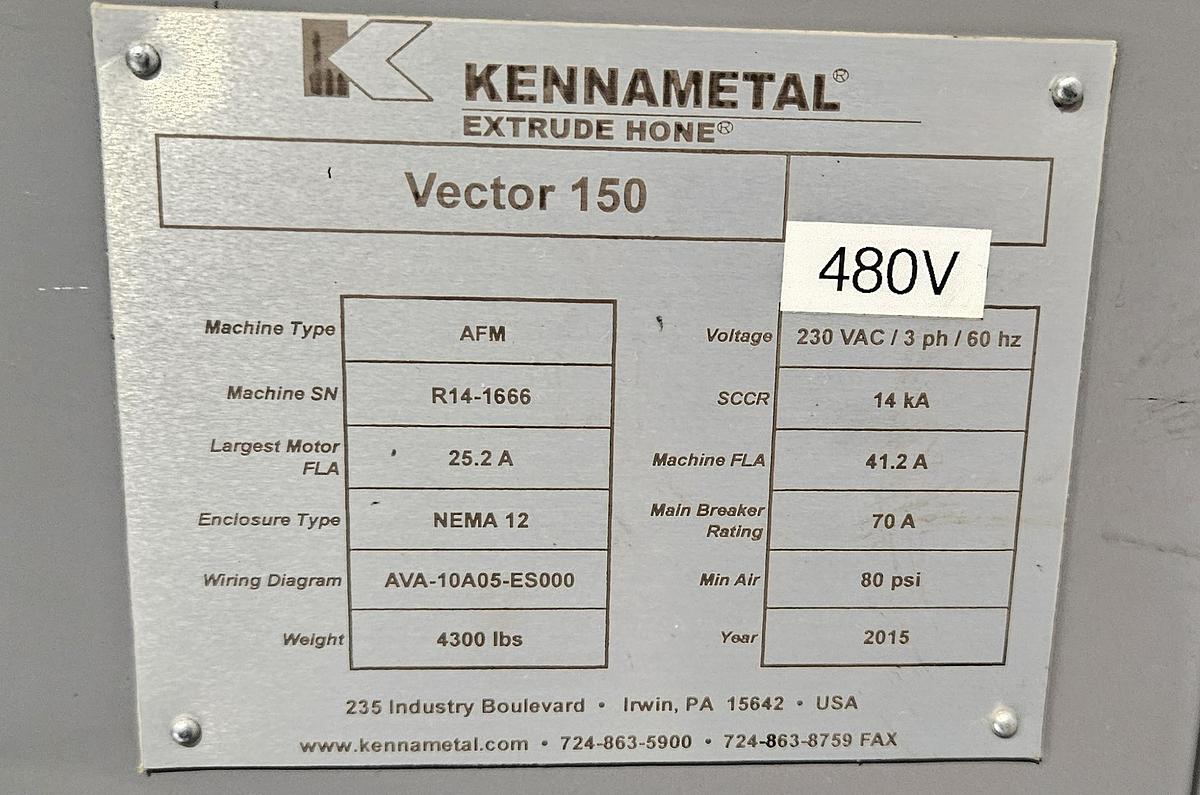 Used 2015 KENNAMETAL EXTRUDE HONE VECTOR 150