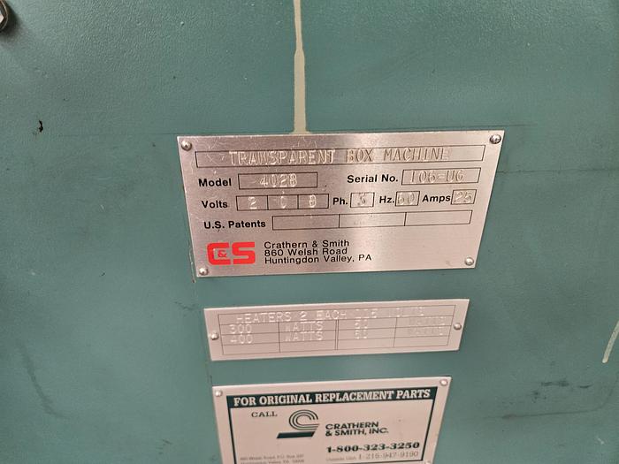 Used FMC CRATHERN MODEL 4028 TRANSPARENT BOX MAKING MACHINE