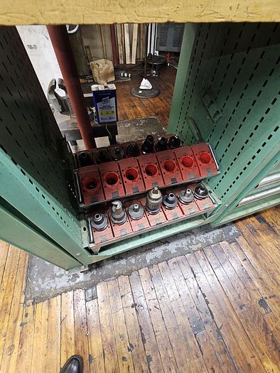 Used Lista Cabinet Tool Storage with Wood Top with DIACRO BENDING MACHINE