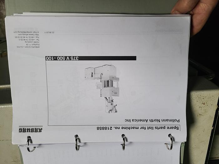 Used 55 Ton Arburg Vertical Injection Molding Machine Model 375V 500-100 1 ounce shot 2011