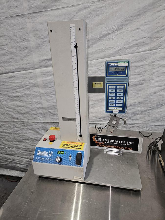 Used CHATILLON / AMETEK LTCM-100 MOTORIZED FORCE TEST STAND WITH ACCUFORCE II DIGITAL GAUGE – 120V – EXCELLENT CONDITION