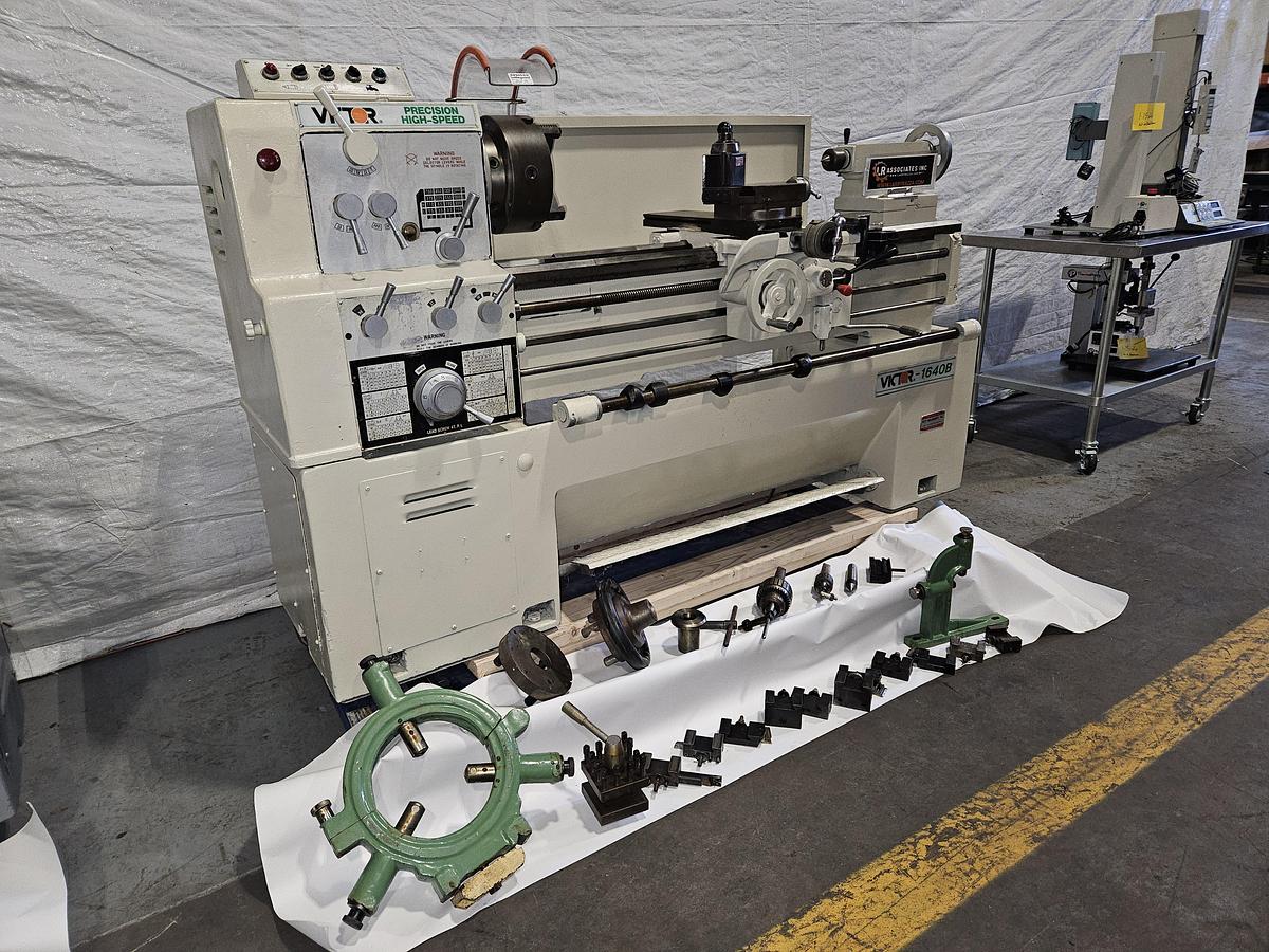 Used VICTOR 1640B ENGINE LATHE – 16" x 40" – 7.5 HP – TOOLING PACKAGE – EXCELLENT CONDITION