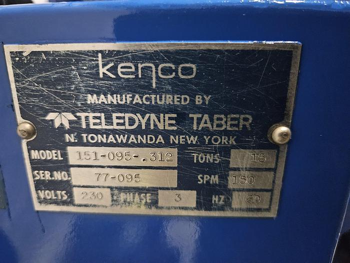 Used Kenco 15 Ton Stamping Punch Press Forming Metal 