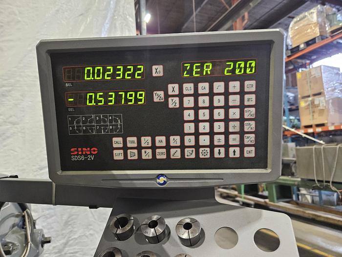 Used Clark Variable Speed Milling Machine DRO Power Feed Rotating Vise & Collets