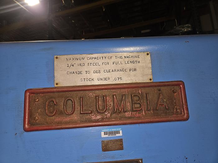 Used Clumbia 406PSG Power Shear Cuts 1/4" Mild Steel 92" Blade Length with Back Gauge