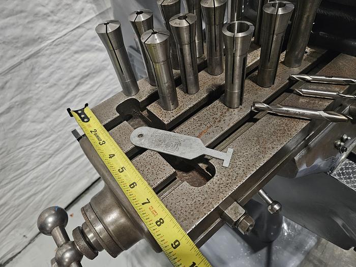 Used Bridgeport Mill 1 HP 36 inch Table DRO Power Feed Collets Chrome Ways 6 inch Vise