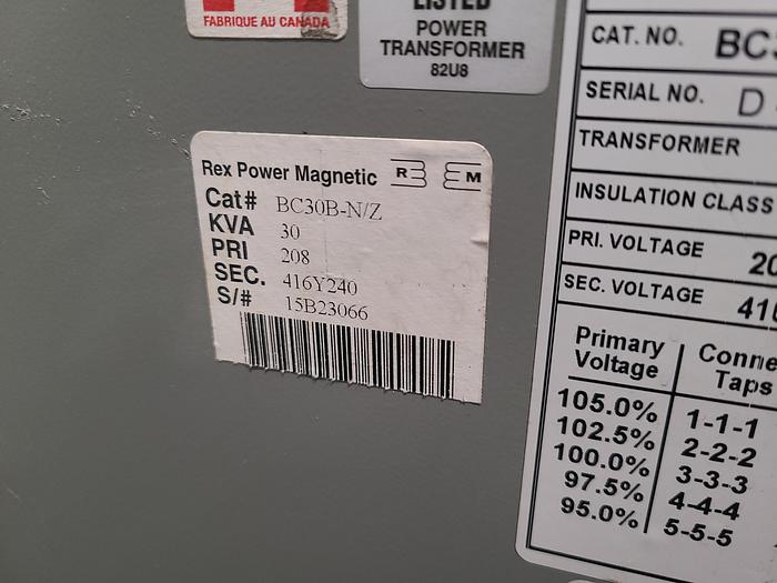 Used Green Line Rex Power Magnetics 3 Phase Transformer Primary 208 Secondary 416Y/240 75KVA TESTED!