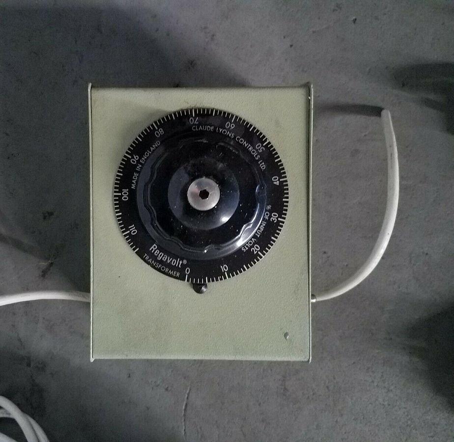 Used Claude Lyons Controls Regavolt Transformer Rheostat mounted in box