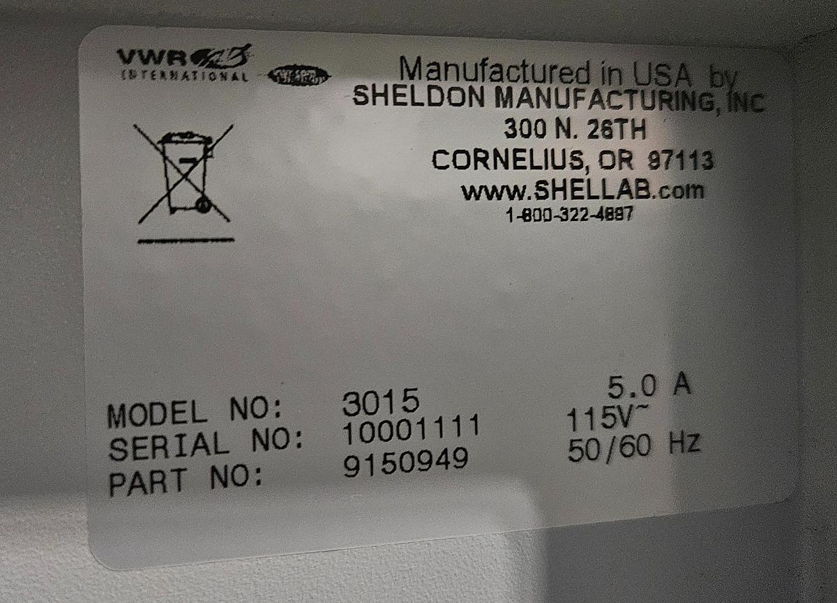 Used VWR Sheldon Mfg 3015