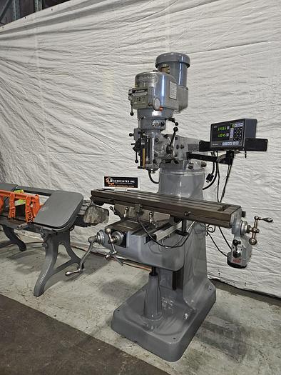 Used 2 HP Vari-Speed Bridgeport Milling Machine with Mitutoyo DRO Power Feed 230V 3 Phase
