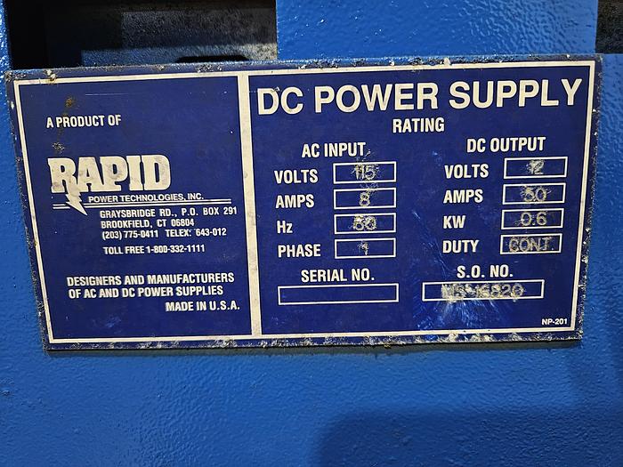 Used RAPID Rapid Rectifier 6 volts 50 amps DC Power Supply Plating 110v