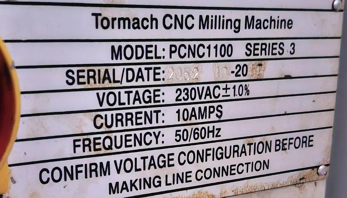 Used TORMACH PCNC 1100 CNC MILL – ATC – TTS TOOLING SYSTEM – CONTROL COMMUNICATION ISSUE