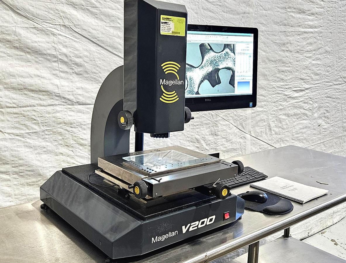 Used MAGELLAN V200 VIDEO MEASURING SYSTEM – 3-AXIS OPTICAL INSPECTION – VIDEO-WORKSHOP SOFTWARE – ORIGINAL DELL ALL-IN-ONE COMPUTER – MOTORIZED ZOOM – COMPLETE SYSTEM – TESTED & WORKING