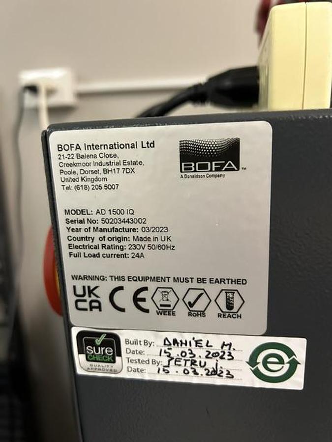 Used RAYJET R500 100 WATT CO2 LASER CUTTING & ENGRAVING SYSTEM – ONLY 74 LASER HOURS – 51" x 35" WORK AREA – BOFA AD 1500 iQ FUME EXTRACTION SYSTEM – S&A CW-5200 INDUSTRIAL CHILLER – COMPUTER & SOFTWARE – 2023 INSTALLATION – EXCEPTIONALLY LOW USE
