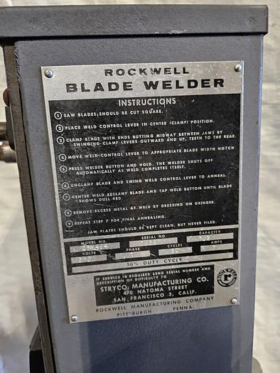 Used Rockwell Delta 20 Inch Metal Vertical Band Saw with Blade Welder 220V 3 Phase Variable Speed