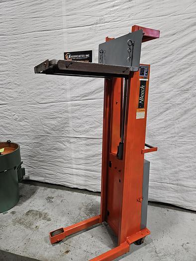 Used Beech Presto Electric Lift Truck with Roller Table Slide Heavy Items 70 inch max height 12 volt with charger