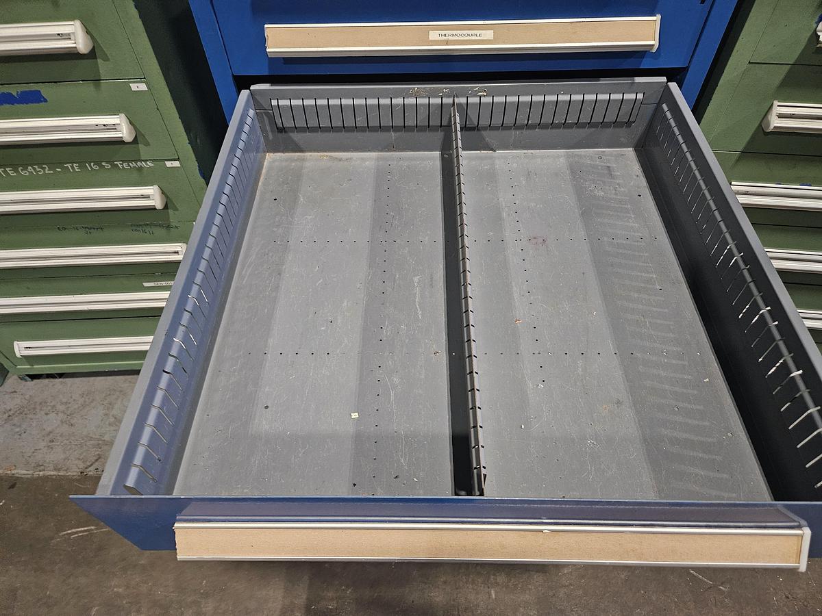 Used STANLEY VIDMAR INDUSTRIAL TOOL STORAGE CABINET 25" x 25" DRAWERS – MIXED DEPTH CONFIGURATION – HEAVY DUTY – EXCELLENT CONDITION