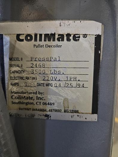 Used Coilmate Presspal Motorized Stock Reel Payoff Feed with Dancer Arm Control for Stamping Press Metal Stock Feeder 