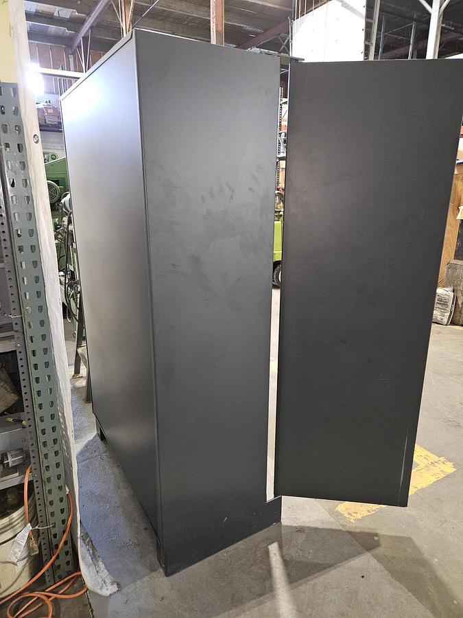Used ULINE Heavy-Duty Steel Bin Storage Cabinet – holds 168 Blue Bins – 48" W × 24" D × 78" H with Plastic Bins... Pristine!!
