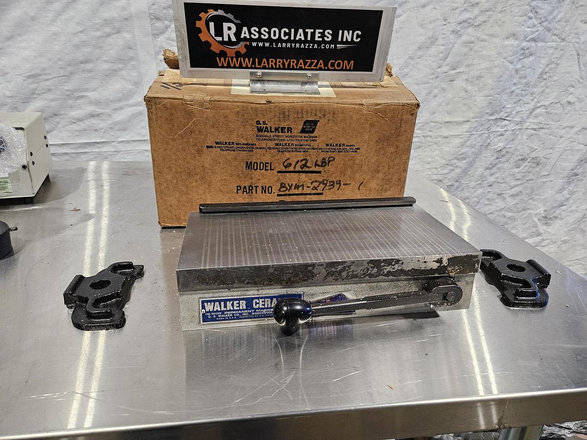 WALKER 6"×12" NEW IN BOX - PERMANENT MAGNETIC CHUCK for Surface Grinders – MODEL 612-LBP – CLAMPS & SIDE RAIL INCLUDED