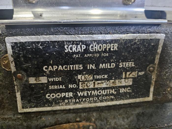 Used Durant Scrap Metal Wire or Flat Stock Chopper Recycle Brass Copper Steel Max Thickness 18 Gauge