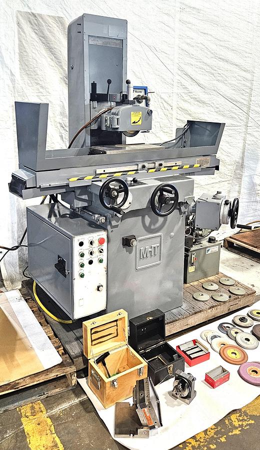 Used MITSUI MSG-250-2A AUTOMATIC PRECISION SURFACE GRINDER – 8" × 18" WALKER ELECTRIC MAGNETIC CHUCK – AUTO DOWNFEED – HYDRAULIC TABLE – WALKER SINE PLATE – GRIND-ALL NO. 1 – TOOLING PACKAGE – COOLANT – 220V 3 PH – TESTED & RUNNING EXCELLENT