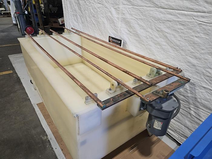 Used Poly Plating Tank with Copper Bars and Agitation Motor 64 inch long x 33 wide x 21 deep