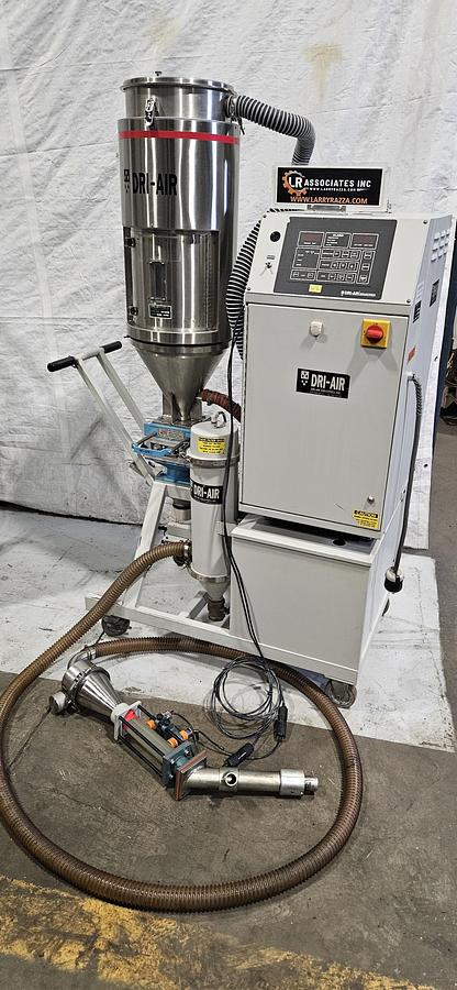 Used DRI-AIR HPD-2 HIGH-TEMP DESICCANT RESIN DRYER – RH60 60 LB STAINLESS STEEL HOPPER – NO-SPILL RECEIVER – PNEUMATIC VACUUM LOADER – DIGITAL DEW POINT CONTROL – 480V 3 PHASE – TESTED