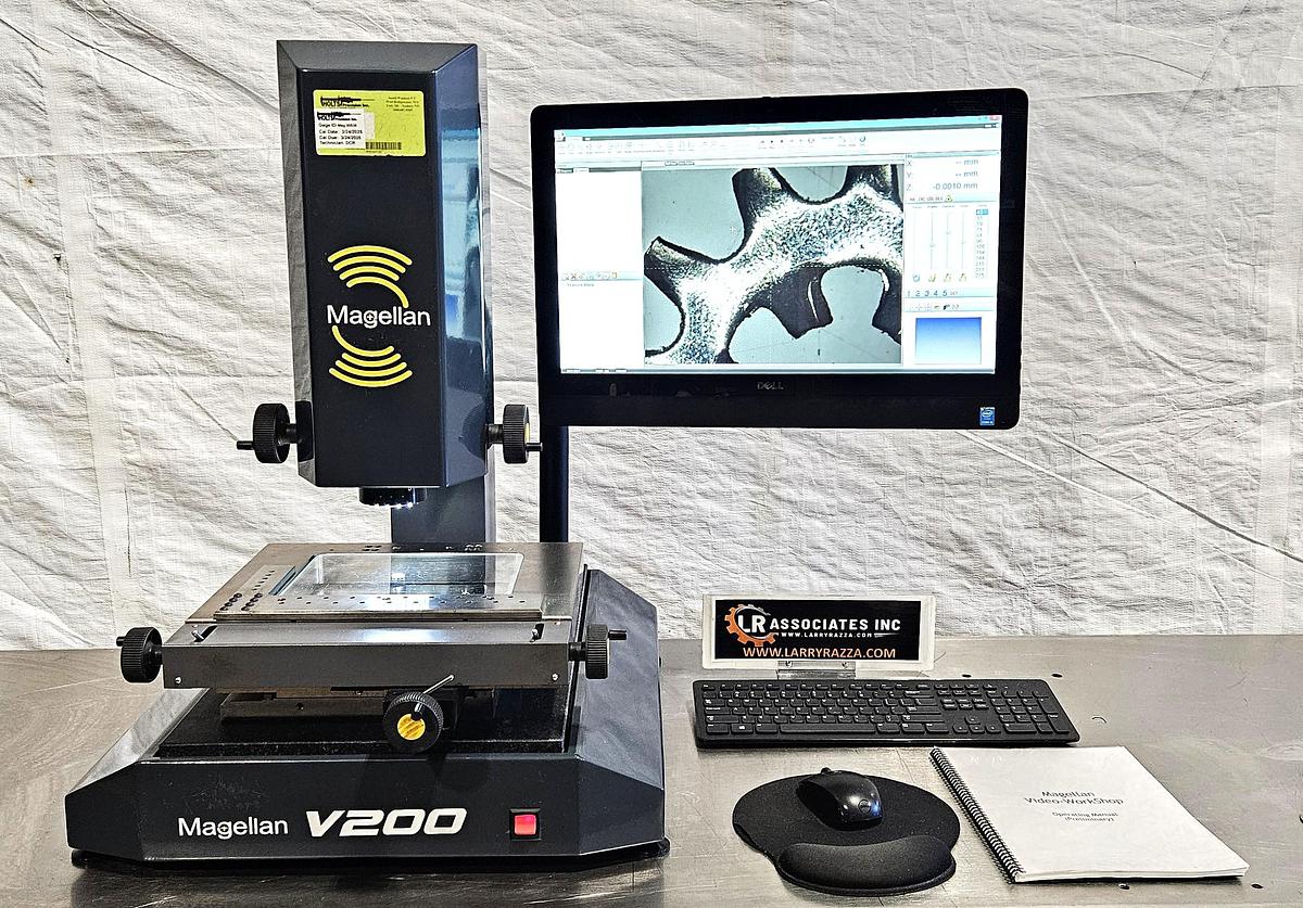 Used MAGELLAN V200 VIDEO MEASURING SYSTEM – 3-AXIS OPTICAL INSPECTION – VIDEO-WORKSHOP SOFTWARE – ORIGINAL DELL ALL-IN-ONE COMPUTER – MOTORIZED ZOOM – COMPLETE SYSTEM – TESTED & WORKING