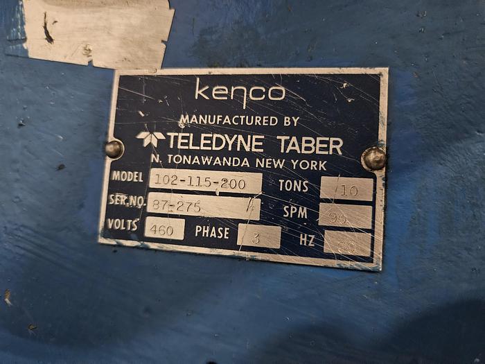 Used Kenco 10 Ton Bench Press 460 Volts Crimping Stamping Steel Brass
