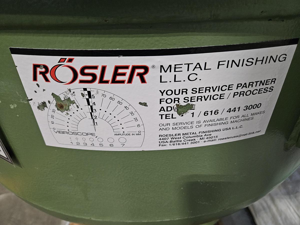 Used RÖSLER R125 EC RUBBER-LINED VIBRATORY FINISHING MACHINE – APPROX. 3 CU. FT. WORKING CAPACITY – 460V 3 PHASE – MADE IN GERMANY – TESTED