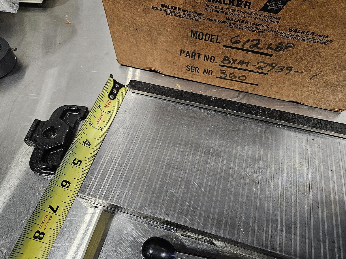 WALKER 6"×12" NEW IN BOX - PERMANENT MAGNETIC CHUCK for Surface Grinders – MODEL 612-LBP – CLAMPS & SIDE RAIL INCLUDED