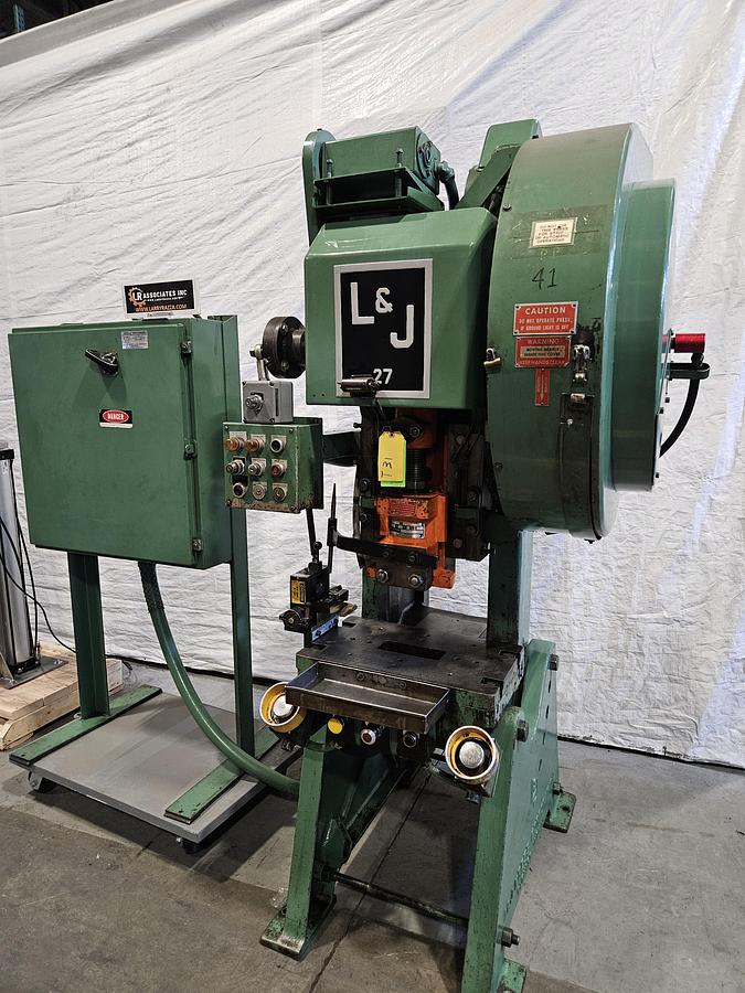 Used 27 Ton L&J Punch / Trim Press Air Clutch Air Brake 2" Adj. with Palm Buttons