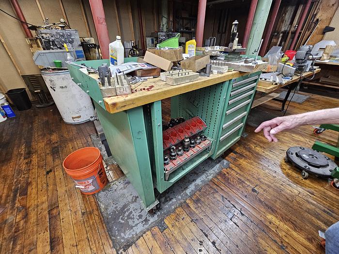 Used Lista Cabinet Tool Storage with Wood Top with DIACRO BENDING MACHINE